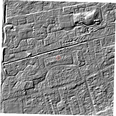 Shaded relief map of the ground around PE111LJ, computed from Environment Agency LiDAR. The ground here sits at about 3 m above sea level and falls 6 m across the surrounding 800 m. Surface water reaching this point runs off ground lying to the north-north-east, 1.1 m higher.