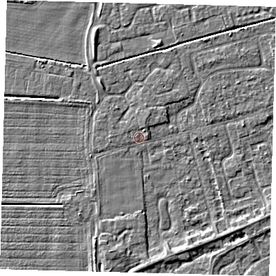 Shaded relief map of the ground around PE111LQ, computed from Environment Agency LiDAR. The ground here sits at about 3 m above sea level and falls 4 m across the surrounding 800 m. Surface water reaching this point runs off ground lying to the north-north-east, 1.0 m higher.