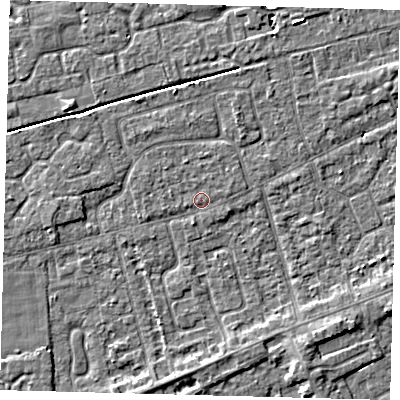 Shaded relief map of the ground around PE111LS, computed from Environment Agency LiDAR. The ground here sits at about 3 m above sea level and falls 4 m across the surrounding 800 m. Surface water reaching this point runs off ground lying to the north-west, 0.5 m higher.
