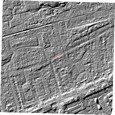 Shaded relief map of the ground around PE111LX, computed from Environment Agency LiDAR. The ground here sits at about 3 m above sea level and falls 4 m across the surrounding 800 m. Surface water reaching this point runs off ground lying to the north-west, 1.0 m higher.