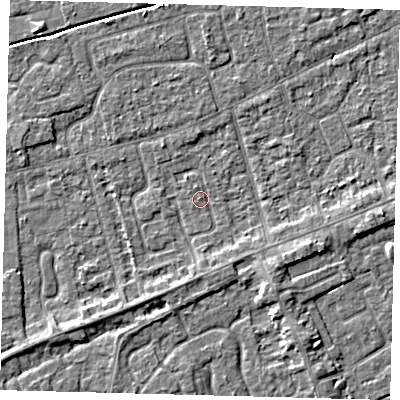 Shaded relief map of the ground around PE111NE, computed from Environment Agency LiDAR. The ground here sits at about 3 m above sea level and falls 4 m across the surrounding 800 m. Surface water reaching this point runs off ground lying to the south, 1.5 m higher.
