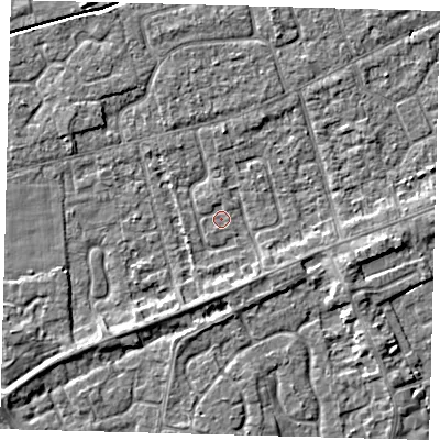 Shaded relief map of the ground around PE111NG, computed from Environment Agency LiDAR. The ground here sits at about 3 m above sea level and falls 4 m across the surrounding 800 m. Surface water reaching this point runs off ground lying to the south-south-east, 1.8 m higher.
