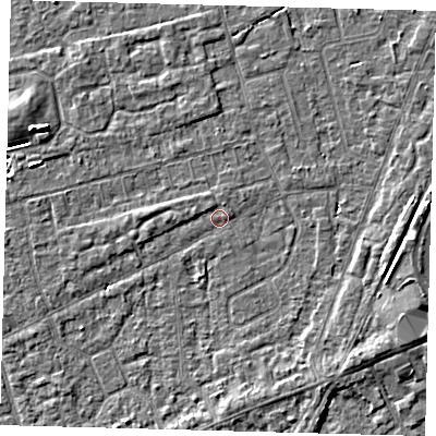 Shaded relief map of the ground around PE111NN, computed from Environment Agency LiDAR. The ground here sits at about 3 m above sea level and falls 4 m across the surrounding 800 m. Surface water reaching this point runs off ground lying to the north-north-east, 0.8 m higher.
