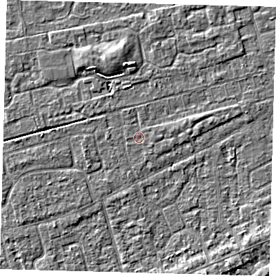 Shaded relief map of the ground around PE111NR, computed from Environment Agency LiDAR. The ground here sits at about 3 m above sea level and falls 4 m across the surrounding 800 m. Surface water reaching this point runs off ground lying to the north-east, 1.2 m higher.