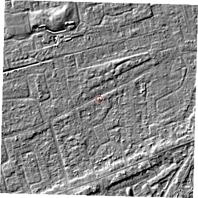 Shaded relief map of the ground around PE111NW, computed from Environment Agency LiDAR. The ground here sits at about 3 m above sea level and falls 4 m across the surrounding 800 m. Surface water reaching this point runs off ground lying to the north-east, 1.8 m higher.