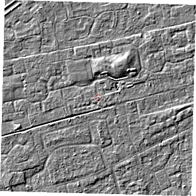 Shaded relief map of the ground around PE111NZ, computed from Environment Agency LiDAR. The ground here sits at about 3 m above sea level and falls 5 m across the surrounding 800 m. Surface water reaching this point runs off ground lying to the west-south-west, 0.6 m higher.