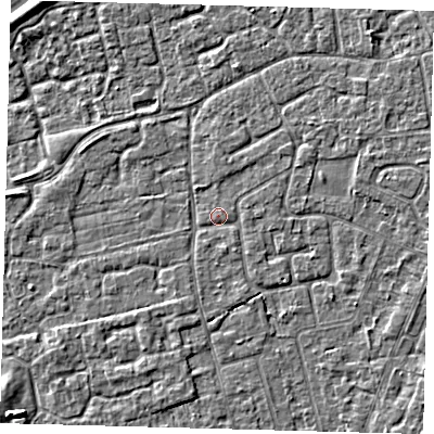 Shaded relief map of the ground around PE111PF, computed from Environment Agency LiDAR. The ground here sits at about 3 m above sea level and falls 5 m across the surrounding 800 m. Surface water reaching this point runs off ground lying to the south-south-east, 0.7 m higher.