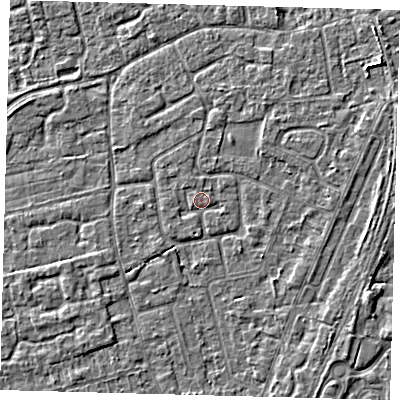 Shaded relief map of the ground around PE111PH, computed from Environment Agency LiDAR. The ground here sits at about 3 m above sea level and falls 3 m across the surrounding 800 m. Surface water reaching this point runs off ground lying to the north-east, 1.1 m higher.