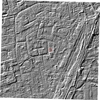 Shaded relief map of the ground around PE111PL, computed from Environment Agency LiDAR. The ground here sits at about 3 m above sea level and falls 4 m across the surrounding 800 m. Surface water reaching this point runs off ground lying to the east-north-east, 1.8 m higher.