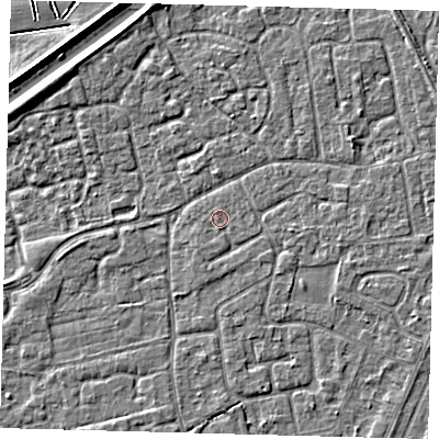 Shaded relief map of the ground around PE111PU, computed from Environment Agency LiDAR. The ground here sits at about 3 m above sea level and falls 4 m across the surrounding 800 m. Surface water reaching this point runs off ground lying to the south-west, 0.7 m higher.