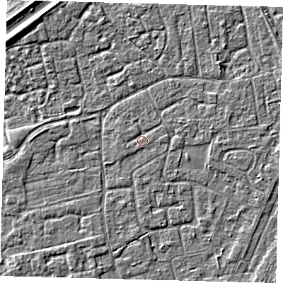 Shaded relief map of the ground around PE111PX, computed from Environment Agency LiDAR. The ground here sits at about 3 m above sea level and falls 4 m across the surrounding 800 m. Surface water reaching this point runs off ground lying to the east-north-east, 0.6 m higher.