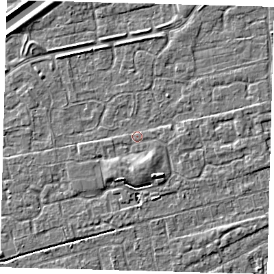 Shaded relief map of the ground around PE111US, computed from Environment Agency LiDAR. The ground here sits at about 3 m above sea level and falls 5 m across the surrounding 800 m. Surface water reaching this point runs off ground lying to the south-south-east, 3.3 m higher.