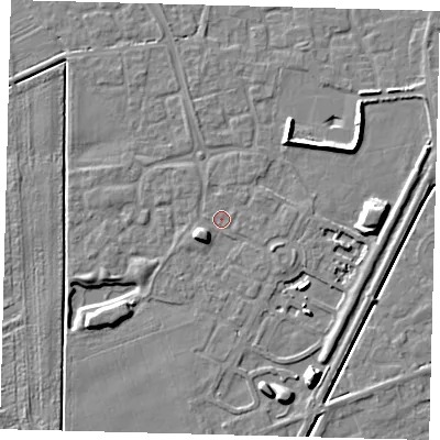 Shaded relief map of the ground around PE111UZ, computed from Environment Agency LiDAR. The ground here sits at about 3 m above sea level and falls 10 m across the surrounding 800 m. Surface water reaching this point runs off ground lying to the south-west, 3.7 m higher.