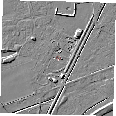 Shaded relief map of the ground around PE111YJ, computed from Environment Agency LiDAR. The ground here sits at about 3 m above sea level and falls 11 m across the surrounding 800 m. Surface water reaching this point runs off ground lying to the south-south-east, 8.9 m higher.
