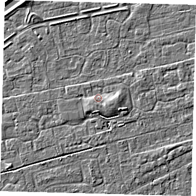 Shaded relief map of the ground around PE111YU, computed from Environment Agency LiDAR. The ground here sits at about 4 m above sea level and falls 5 m across the surrounding 800 m. Surface water reaching this point runs off ground lying to the east-south-east, 1.9 m higher.