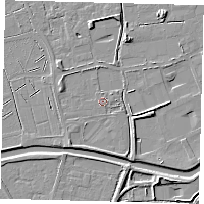 Shaded relief map of the ground around PE111ZB, computed from Environment Agency LiDAR. The ground here sits at about 3 m above sea level and falls 8 m across the surrounding 800 m. Surface water reaching this point runs off ground lying to the south-west, 1.7 m higher.