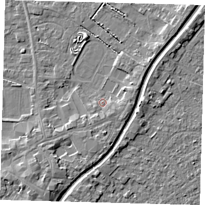 Shaded relief map of the ground around PE112AG, computed from Environment Agency LiDAR. The ground here sits at about 4 m above sea level and falls 5 m across the surrounding 800 m. Surface water reaching this point runs off ground lying to the south-south-west, 1.8 m higher.