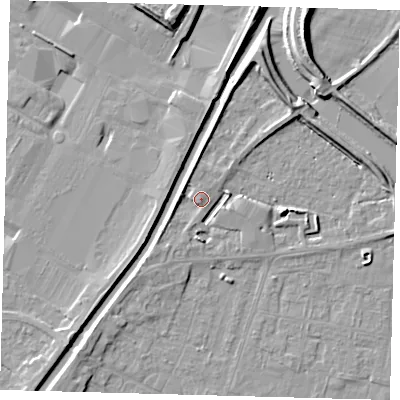 Shaded relief map of the ground around PE112AL, computed from Environment Agency LiDAR. The ground here sits at about 5 m above sea level and falls 9 m across the surrounding 800 m. Surface water reaching this point runs off ground lying to the north-north-west, 3.0 m higher.