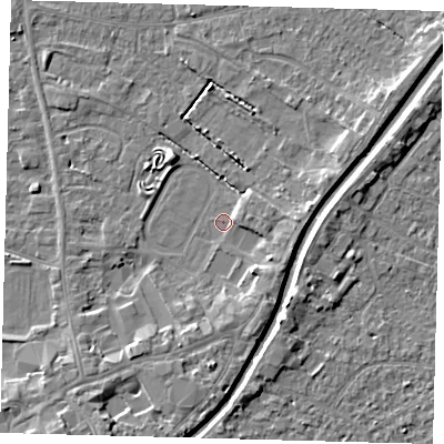 Shaded relief map of the ground around PE112AP, computed from Environment Agency LiDAR. The ground here sits at about 3 m above sea level and falls 5 m across the surrounding 800 m. Surface water reaching this point runs off ground lying to the south-south-east, 2.7 m higher.