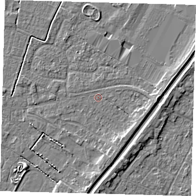 Shaded relief map of the ground around PE112BJ, computed from Environment Agency LiDAR. The ground here sits at about 4 m above sea level and falls 4 m across the surrounding 800 m. Surface water reaching this point runs off ground lying to the east, 2.7 m higher.