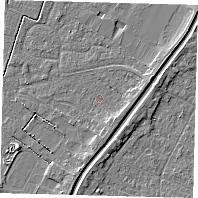 Shaded relief map of the ground around PE112BN, computed from Environment Agency LiDAR. The ground here sits at about 3 m above sea level and falls 4 m across the surrounding 800 m. Surface water reaching this point runs off ground lying to the south-south-east, 2.8 m higher.