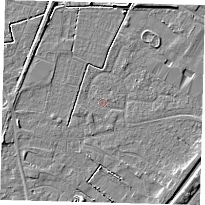Shaded relief map of the ground around PE112DA, computed from Environment Agency LiDAR. The ground here sits at about 3 m above sea level and falls 5 m across the surrounding 800 m. Surface water reaching this point runs off ground lying to the south-west, 1.6 m higher.