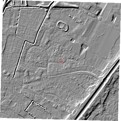 Shaded relief map of the ground around PE112DG, computed from Environment Agency LiDAR. The ground here sits at about 3 m above sea level and falls 5 m across the surrounding 800 m. Surface water reaching this point runs off ground lying to the east-south-east, 3.9 m higher.