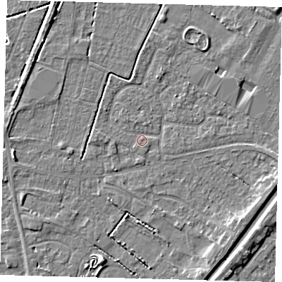 Shaded relief map of the ground around PE112DL, computed from Environment Agency LiDAR. The ground here sits at about 3 m above sea level and falls 5 m across the surrounding 800 m. Surface water reaching this point runs off ground lying to the west-south-west, 1.6 m higher.