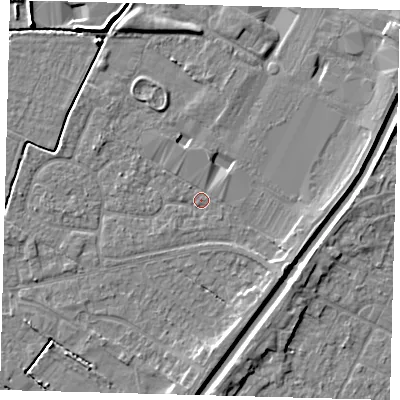Shaded relief map of the ground around PE112DQ, computed from Environment Agency LiDAR. The ground here sits at about 3 m above sea level and falls 5 m across the surrounding 800 m. Surface water reaching this point runs off ground lying to the south-east, 3.3 m higher.