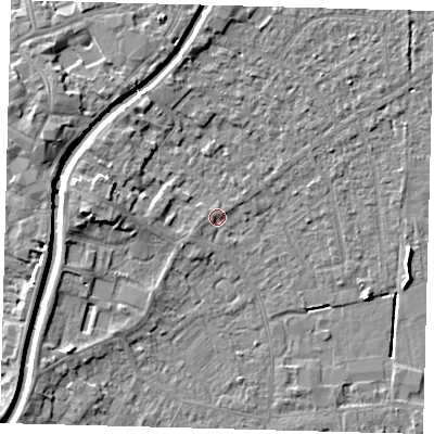 Shaded relief map of the ground around PE112DR, computed from Environment Agency LiDAR. The ground here sits at about 3 m above sea level and falls 6 m across the surrounding 800 m. Surface water reaching this point runs off ground lying to the south-west, 1.5 m higher.