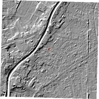 Shaded relief map of the ground around PE112EA, computed from Environment Agency LiDAR. The ground here sits at about 4 m above sea level and falls 5 m across the surrounding 800 m. Surface water reaching this point runs off ground lying to the west-south-west, 0.6 m higher.