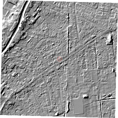 Shaded relief map of the ground around PE112EE, computed from Environment Agency LiDAR. The ground here sits at about 3 m above sea level and falls 5 m across the surrounding 800 m. Surface water reaching this point runs off ground lying to the west-north-west, 1.5 m higher.