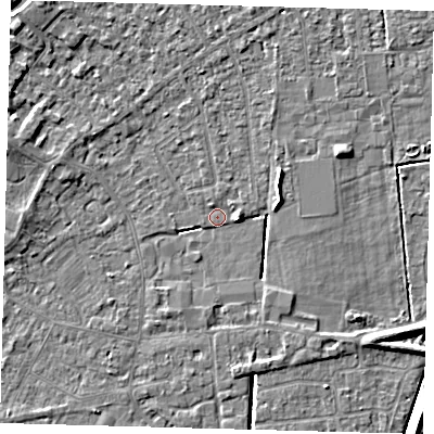 Shaded relief map of the ground around PE112EG, computed from Environment Agency LiDAR. The ground here sits at about 3 m above sea level and falls 5 m across the surrounding 800 m. Surface water reaching this point runs off ground lying to the north-west, 5.1 m higher.