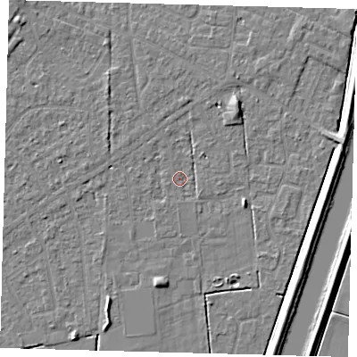 Shaded relief map of the ground around PE112EH, computed from Environment Agency LiDAR. The ground here sits at about 3 m above sea level and falls 5 m across the surrounding 800 m. Surface water reaching this point runs off ground lying to the west-north-west, 1.2 m higher.