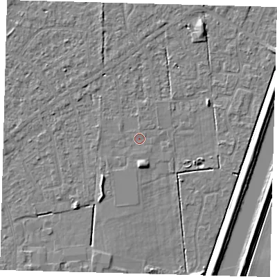 Shaded relief map of the ground around PE112EJ, computed from Environment Agency LiDAR. The ground here sits at about 3 m above sea level and falls 5 m across the surrounding 800 m. Surface water reaching this point runs off ground lying to the south, 1.8 m higher.
