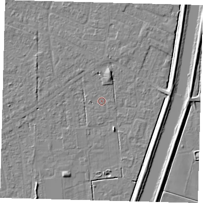 Shaded relief map of the ground around PE112EN, computed from Environment Agency LiDAR. The ground here sits at about 3 m above sea level and falls 5 m across the surrounding 800 m. Surface water reaching this point runs off ground lying to the north-north-east, 2.9 m higher.