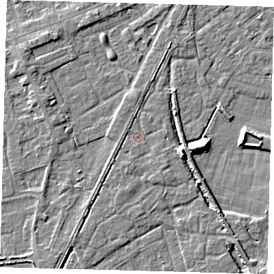 Shaded relief map of the ground around PE112GQ, computed from Environment Agency LiDAR. The ground here sits at about 3 m above sea level and falls 9 m across the surrounding 800 m. Surface water reaching this point runs off ground lying to the south-south-west, 1.2 m higher.