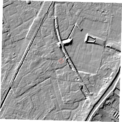 Shaded relief map of the ground around PE112GX, computed from Environment Agency LiDAR. The ground here sits at about 4 m above sea level and falls 9 m across the surrounding 800 m. Surface water reaching this point runs off ground lying to the north-west, 0.7 m higher.