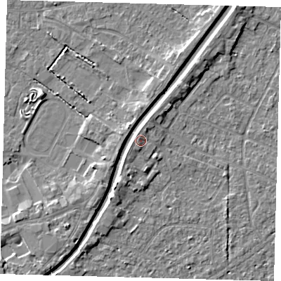 Shaded relief map of the ground around PE112HA, computed from Environment Agency LiDAR. The ground here sits at about 5 m above sea level and falls 4 m across the surrounding 800 m. Surface water reaching this point runs off ground lying to the north-west, 1.0 m higher.