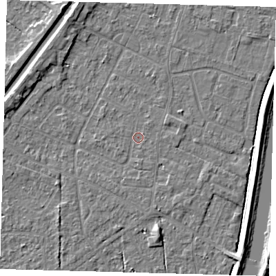 Shaded relief map of the ground around PE112LN, computed from Environment Agency LiDAR. The ground here sits at about 3 m above sea level and falls 5 m across the surrounding 800 m. Surface water reaching this point runs off ground lying to the south-south-west, 0.8 m higher.