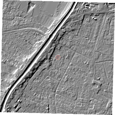 Shaded relief map of the ground around PE112NA, computed from Environment Agency LiDAR. The ground here sits at about 3 m above sea level and falls 4 m across the surrounding 800 m. Surface water reaching this point runs off ground lying to the south-west, 3.3 m higher.