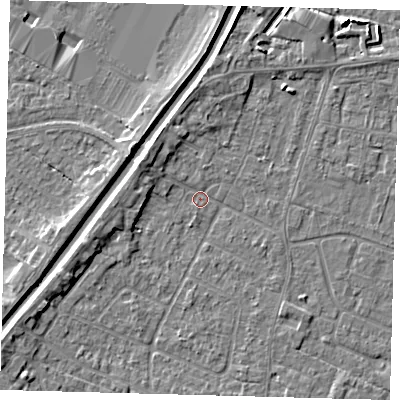 Shaded relief map of the ground around PE112NB, computed from Environment Agency LiDAR. The ground here sits at about 3 m above sea level and falls 5 m across the surrounding 800 m. Surface water reaching this point runs off ground lying to the west-north-west, 3.3 m higher.