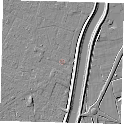 Shaded relief map of the ground around PE112NG, computed from Environment Agency LiDAR. The ground here sits at about 3 m above sea level and falls 5 m across the surrounding 800 m. Surface water reaching this point runs off ground lying to the south-east, 0.9 m higher.