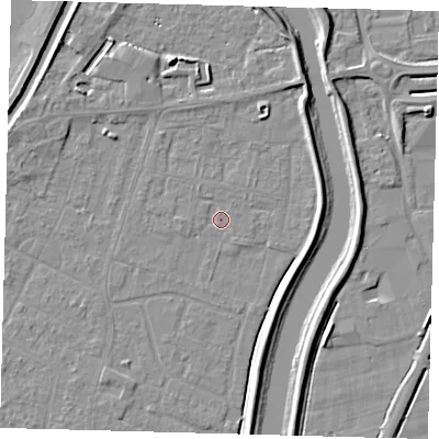 Shaded relief map of the ground around PE112NN, computed from Environment Agency LiDAR. The ground here sits at about 3 m above sea level and falls 6 m across the surrounding 800 m. Surface water reaching this point runs off ground lying to the north-north-west, 0.7 m higher.
