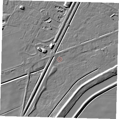 Shaded relief map of the ground around PE112NU, computed from Environment Agency LiDAR. The ground here sits at about 3 m above sea level and falls 11 m across the surrounding 800 m. Surface water reaching this point runs off ground lying to the north-west, 1.3 m higher.