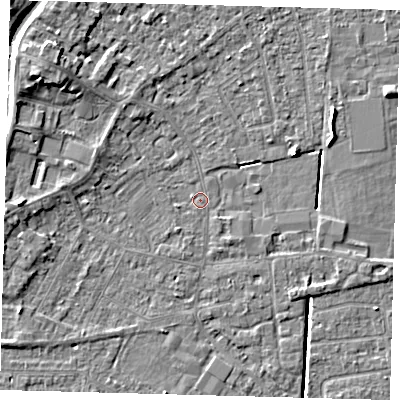 Shaded relief map of the ground around PE112PH, computed from Environment Agency LiDAR. The ground here sits at about 3 m above sea level and falls 7 m across the surrounding 800 m. Surface water reaching this point runs off ground lying to the west, 4.1 m higher.