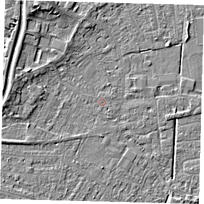 Shaded relief map of the ground around PE112PX, computed from Environment Agency LiDAR. The ground here sits at about 3 m above sea level and falls 7 m across the surrounding 800 m. The ground contributing surface water to this point lies to the north-north-east.