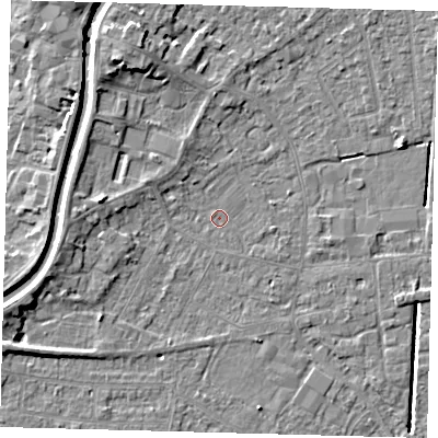 Shaded relief map of the ground around PE112PY, computed from Environment Agency LiDAR. The ground here sits at about 3 m above sea level and falls 7 m across the surrounding 800 m. Surface water reaching this point runs off ground lying to the west-north-west, 1.9 m higher.