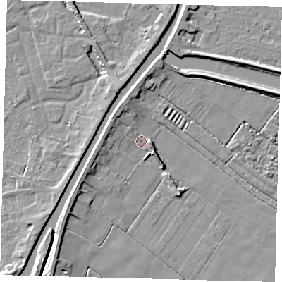 Shaded relief map of the ground around PE112QY, computed from Environment Agency LiDAR. The ground here sits at about 3 m above sea level and falls 6 m across the surrounding 800 m. Surface water reaching this point runs off ground lying to the north-north-west, 4.0 m higher.