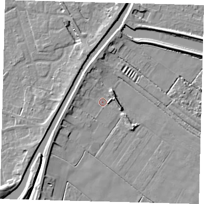 Shaded relief map of the ground around PE112QZ, computed from Environment Agency LiDAR. The ground here sits at about 2 m above sea level and falls 6 m across the surrounding 800 m. Surface water reaching this point runs off ground lying to the north-north-west, 4.0 m higher.